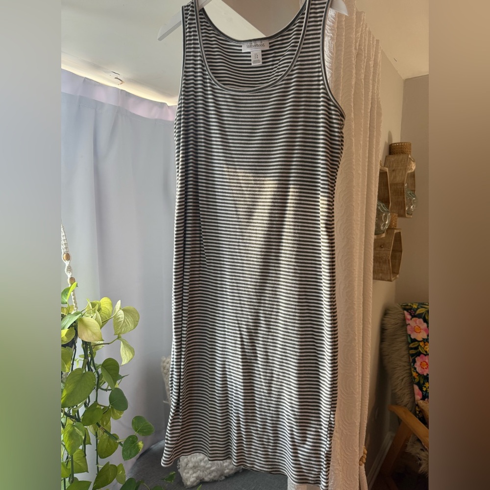 Motherhood Maternity Black and White Striped Tank Dress
